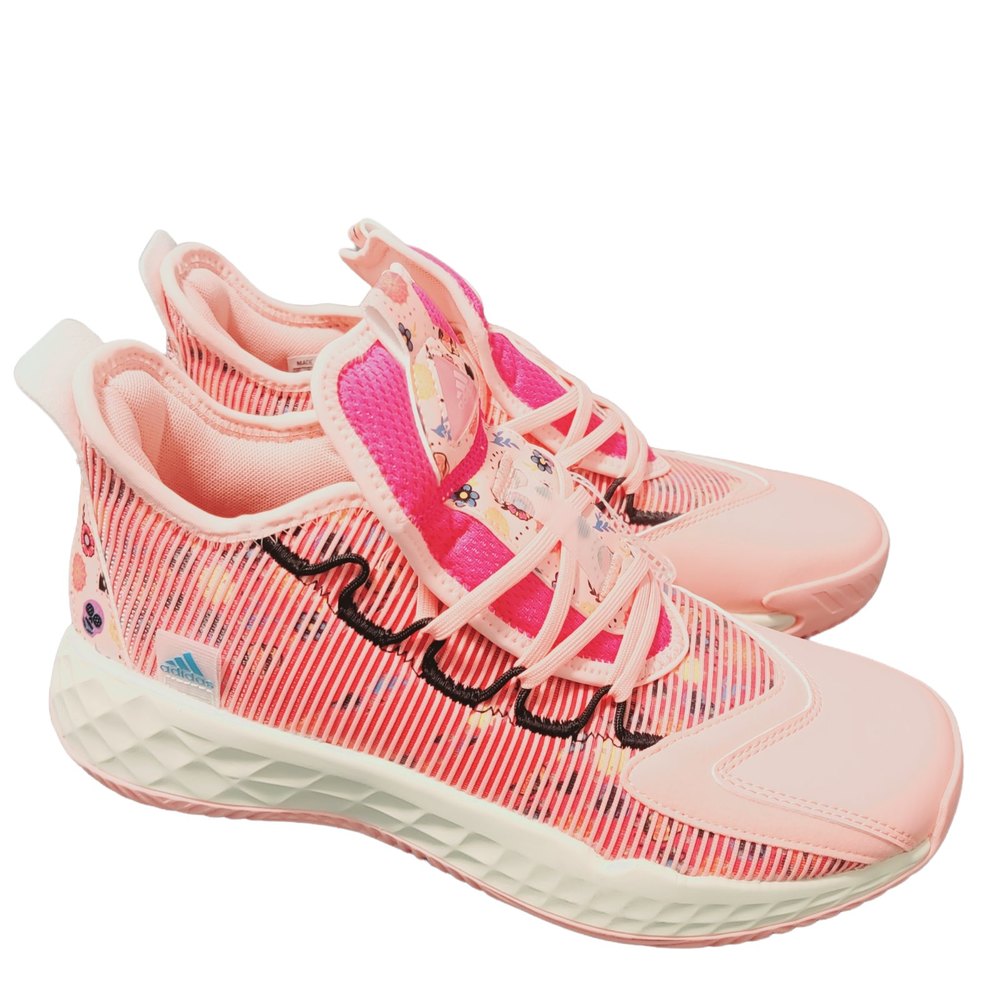 Adidas Mens Pink Pro Boost Low Day Of The Dead Lace Up Basketball Shoes Size 8.5
